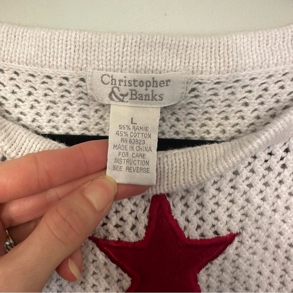 Vintage Knit Christopher & Banks Americana USA Sweater Red White Blue Large - Picture 5 of 11